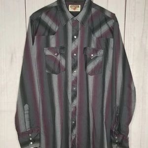 Authentic Western Youngbloods Pearl Snap Long Sleeve Shirt Men's Size Large